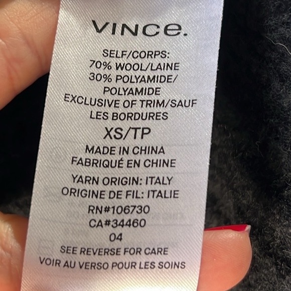 Vince Ribbed Wool Cardigan XS Black - Picture 6 of 7